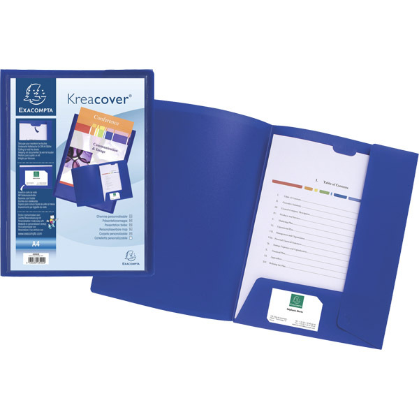 Exacompta Kreacover Polypropylene A4 Presentation Folder, Blue - Pack of 10