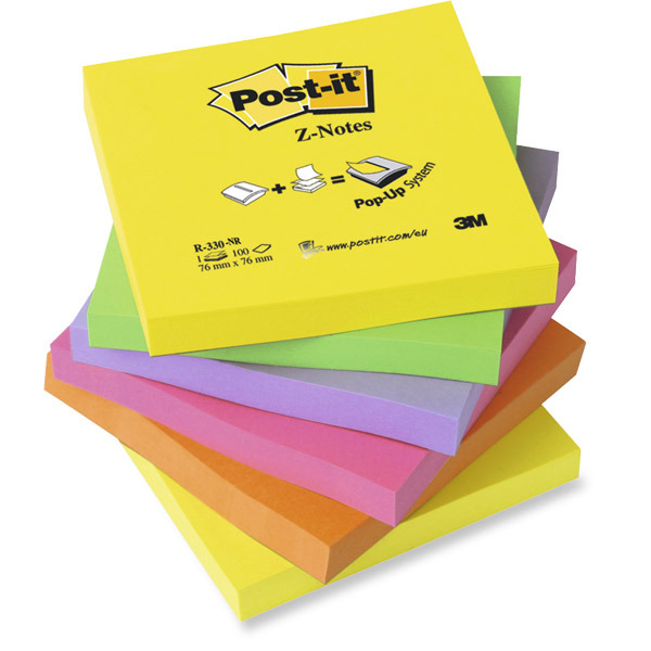Post-It Z Pop-Up Notes Neon Rainbow 76X76mm - Pack 6