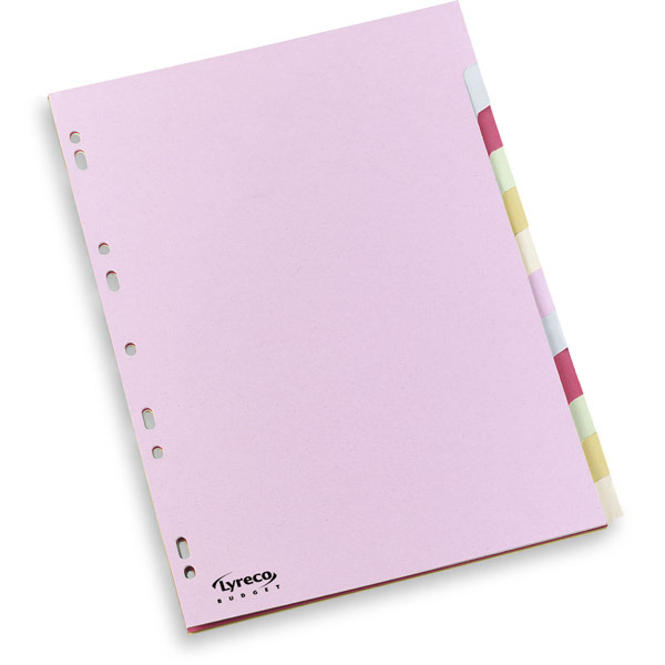Lyreco Budget 12-Part A4 Subject Dividers Cardboard 160Gsm Pastel