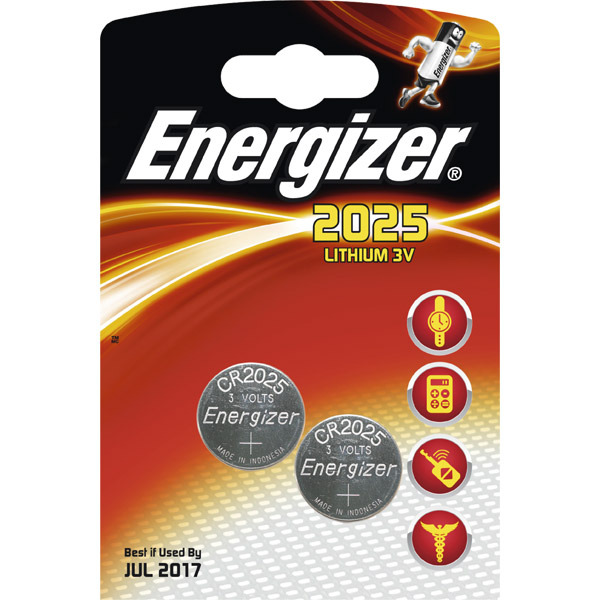 Pack de de 2 pilhas botão ENERGIZER lítio 3V equivalência CR2025