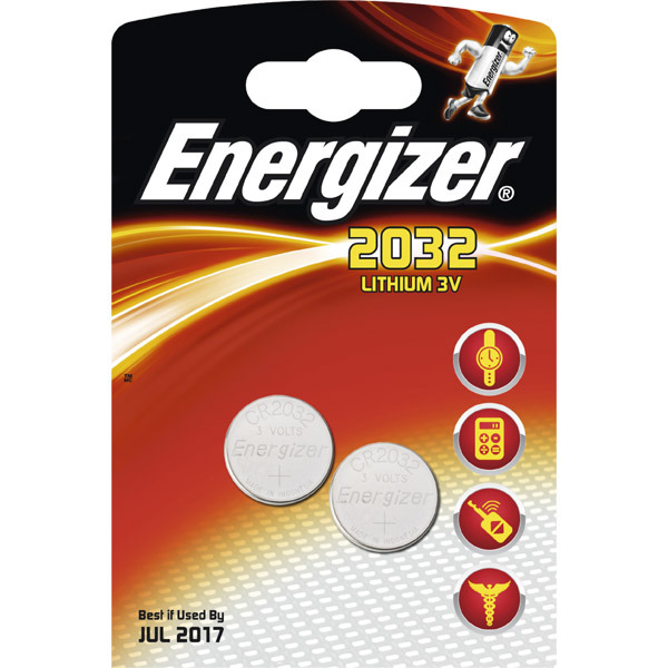 Pack de de 2 pilhas botão ENERGIZER lítio 3V equivalência CR2032