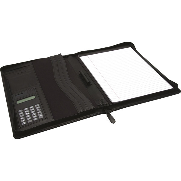 Monolith 2914 conference folder with calculator and note pad black