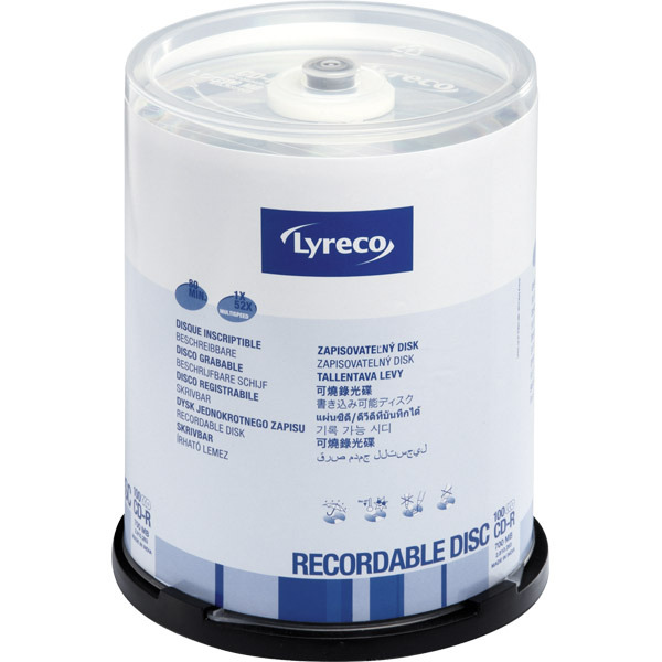 Bobina de 100 CD-R LYRECO 80' 700 Mb não imprimiveis