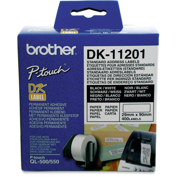Rollo de 400 etiquetas BROTHER de 29x90mm blancas para impresoras BROTHER QL