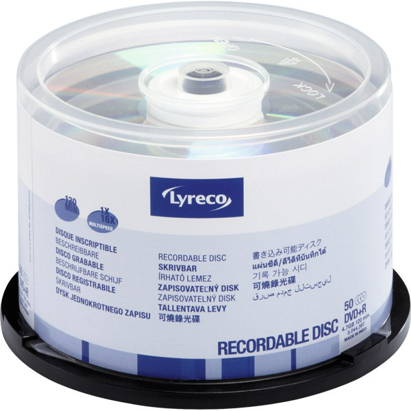 Lyreco DVD+R 4.7GB vitesse 1-16x cloche - paquet de 50