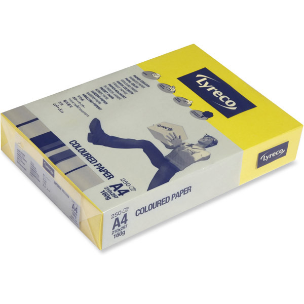 LYRECO COLOURED CARDBOARD PAPER A4 160G INTENSE YELLOW - REAM OF 250