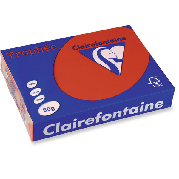 Clairefontaine Trophée 8175 gekleurd papier A4 80g koraalrood - pak van 500 vel