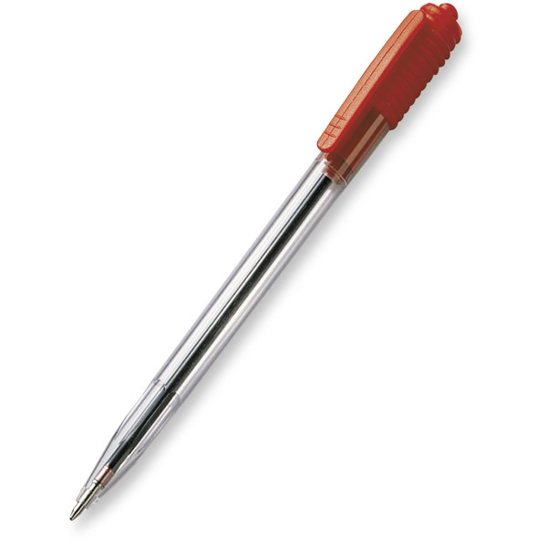 LYRECO BUDGET RETRACTABLE BALL POINT RED STICK PENS 0.7MM LINE WIDTH - BOX OF 50