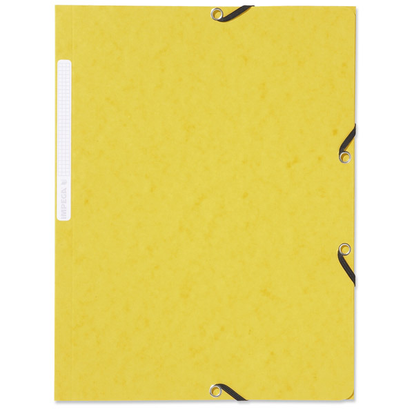 Lyreco Pressboard Yellow A4/Foolscap 3-Flap Files With Elastic - Pack Of 10