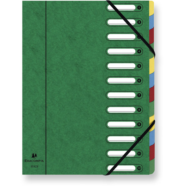 Trieur Exacompta Harmonika - carte lustrée - 12 compartiments - vert