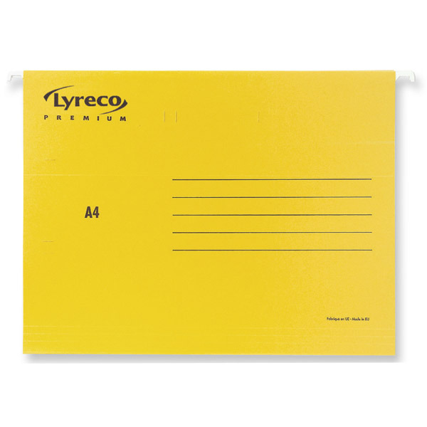 Lyreco Premium dossiers suspendus pour tiroirs A4 fond V jaune - boîte de 25