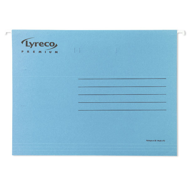 Lyreco Premium dossiers suspendus pour tiroirs folio fond V bleu - boîte de 25