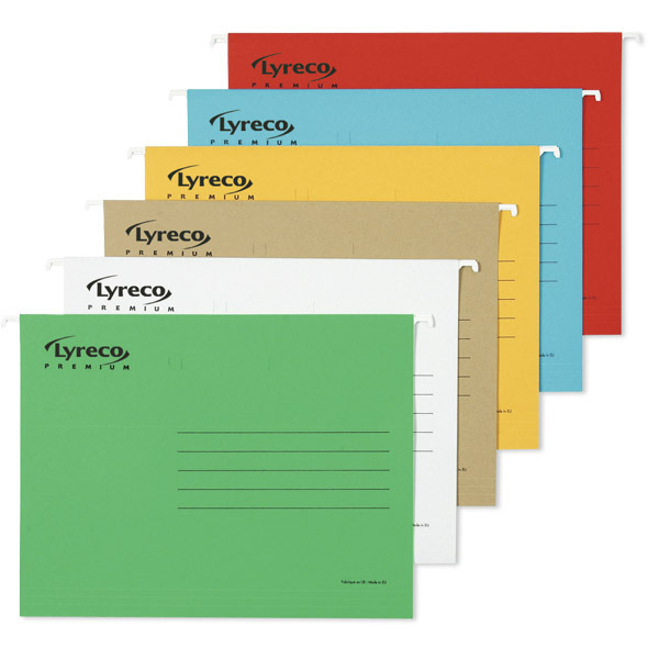 Lyreco Premium dossiers suspendus pour tiroirs folio fond V rouge - boîte de 25