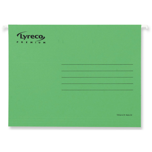 Lyreco Premium suspension files for drawers folio V green - box of 25
