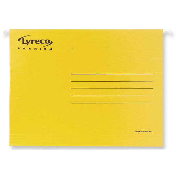 Lyreco Premium dossiers suspendus pour tiroirs folio fond V jaune - boîte de 25