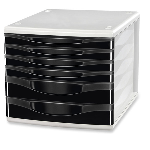 Archivo modular c/6 cajones gris/negro LYRECO  Dimensiones:    300 x 265 x 368mm