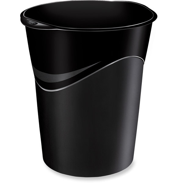 Papierkorb Lyreco Style, Fassungsvermögen: 14 Liter, mattglänzend schwarz
