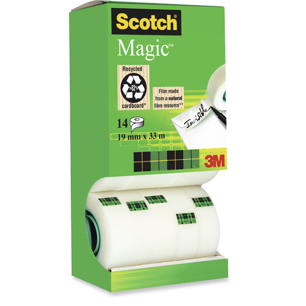 Scotch Magic Tape Tower Pack 19mm X 33M - Pack of 14 - Pay For 12 Get 2 Free