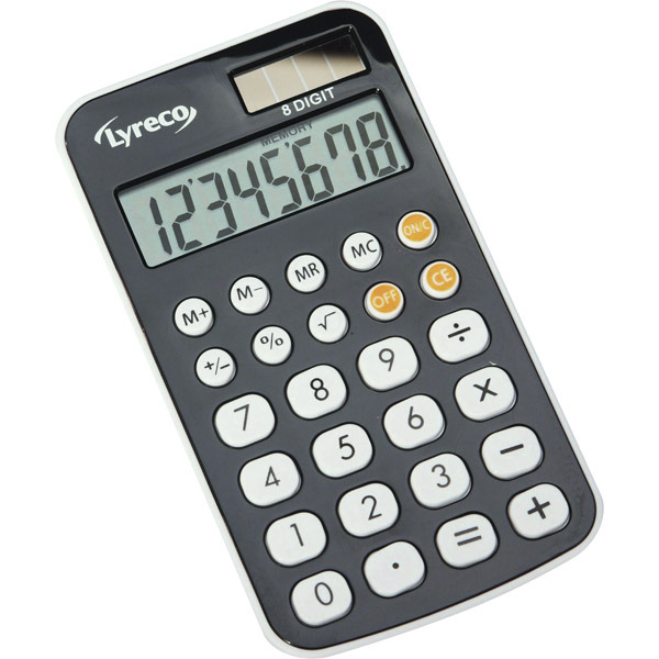 Lyreco Wallet calculatrice de poche avec rabat grise - 8 chiffres