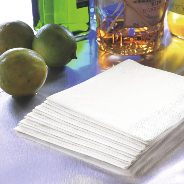 Serviette de table Duni en ouate - 2 plis - 24 x 24 cm - blanche - paquet de 300