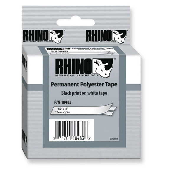 NASTRO DYMO PER RHINO IN POLIESTERE 12 MM X 5,5 M COLORE BIANCO S0718210