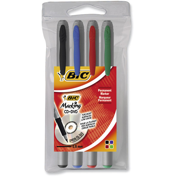 Bic Marking Ultra Fine Permanent Markers - Assorted Colours, Pack of 4