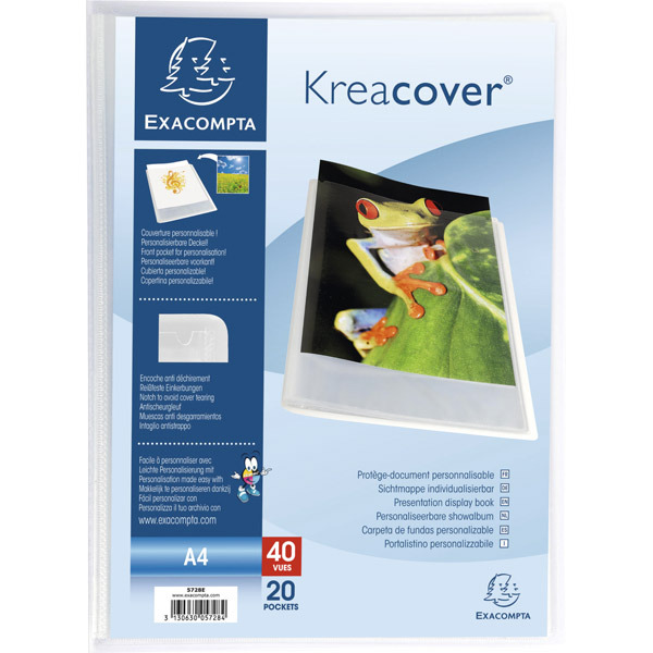 EXACOMPTA KREA COVER DISPLAY BOOK 20 POCKETS CLEAR