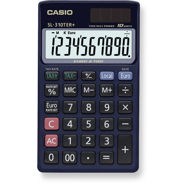 Calculatrice de poche Casio SL-310TER+ - 10 chiffres - bleu nuit