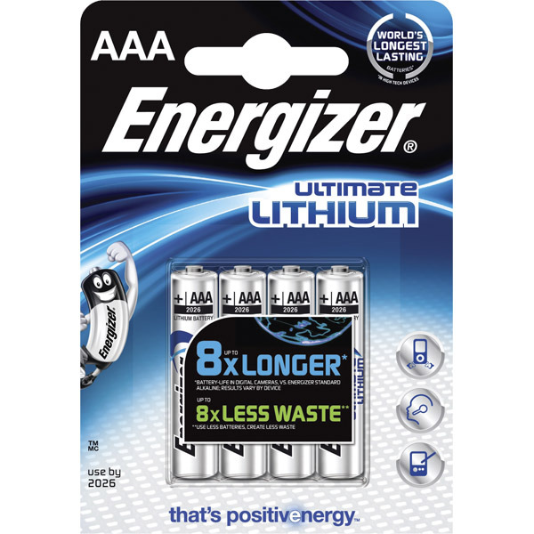 Energizer Ultimate Lithium AAA Batteries - 4 Pack