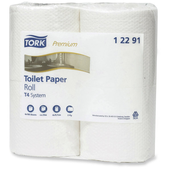 TORK PREMIUM TOILET PAPER ROLLS T4 - PACK OF 4