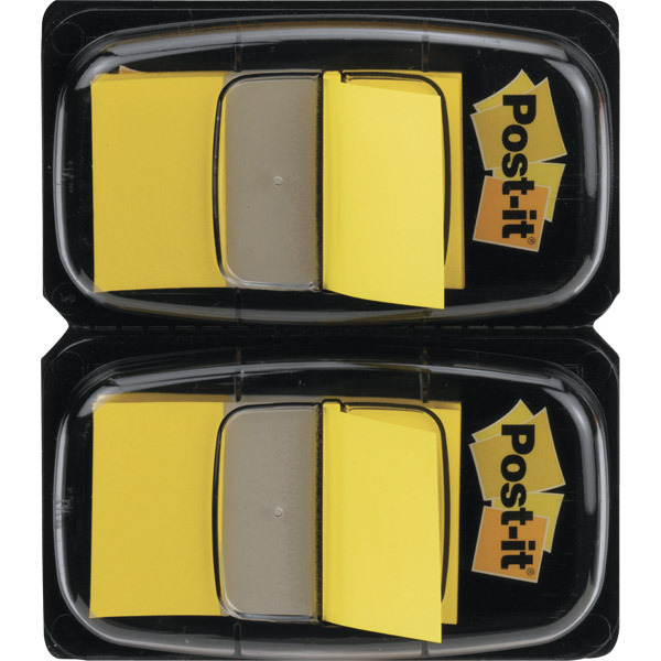 Pack 2 dispensadores Post-it index 1'' color amarillo, 50 marcadores por dispens