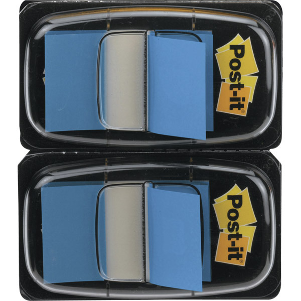 Pack 2 dispensadores Post-it index 1'' color azul, 50 marcadores por dispensador