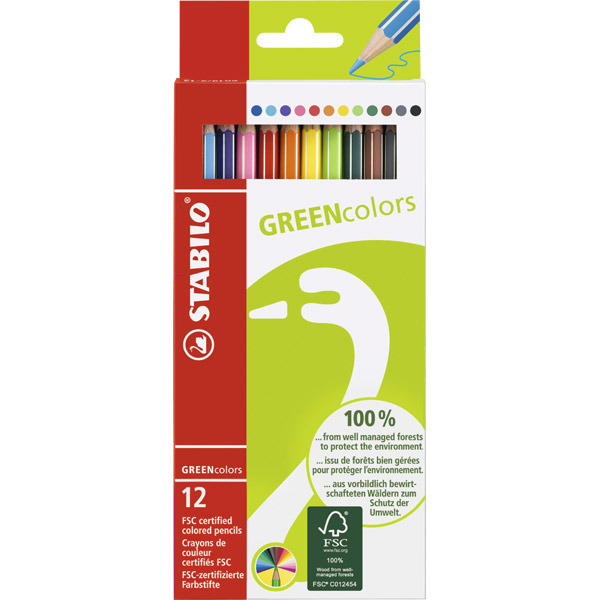 Stabilo Greencolour FSC colour pencils assorted colours - box of 12