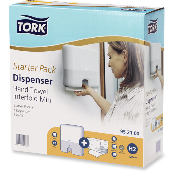 Pack de inicio de dispensador de toalhas brancas TORK H2