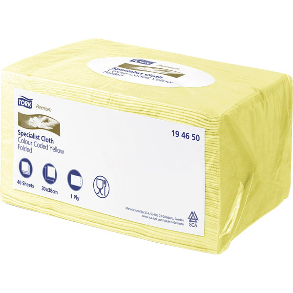 TORK COLOUR CODED CLOTHS YELLOW - BOX OF 40