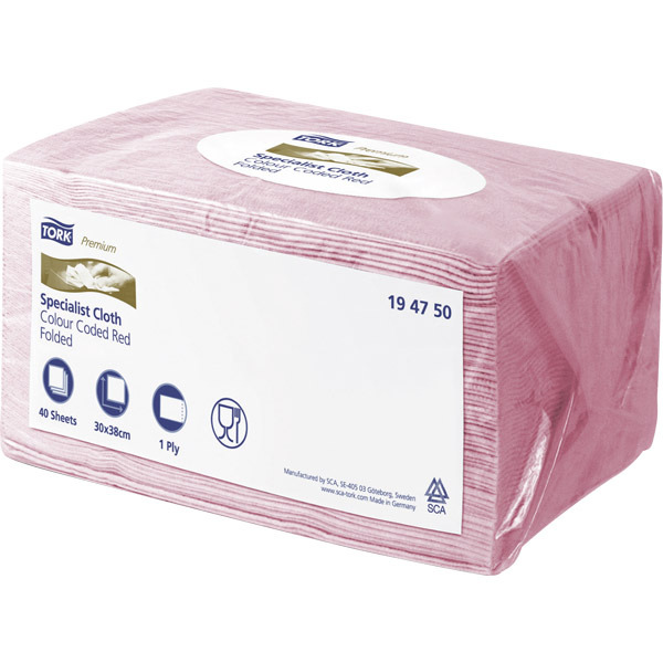 Tork Pink 1 Ply Heavy Duty Colour Cloth - Pack Of 40