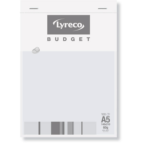 LYRECO BUDGET NOTEPAD A5 5X5 MICROPERFORATED 100 SHEETS