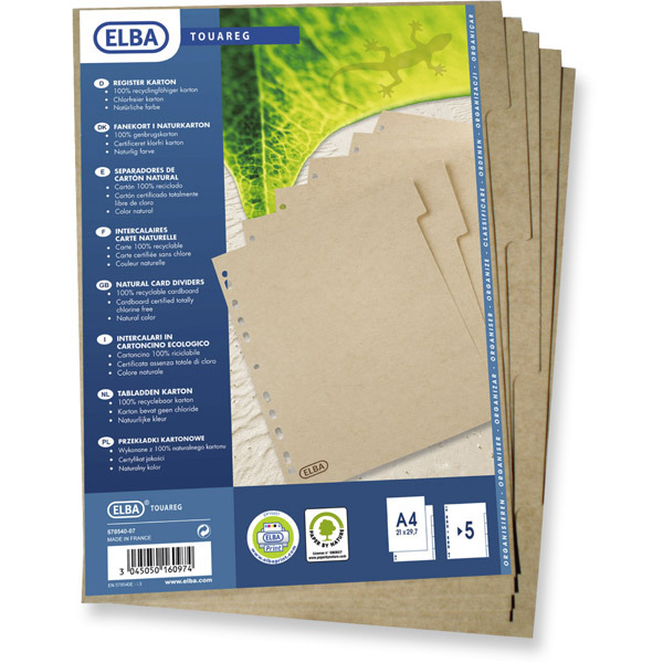 Touareg neutral dividers with 5 tabs chrorine free cardboard 11-holes