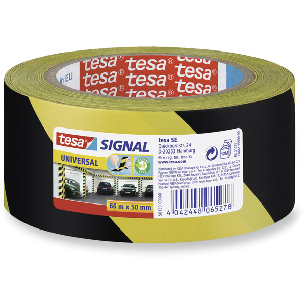 Tesa signal universele plakband 50mmx66m geel/zwart