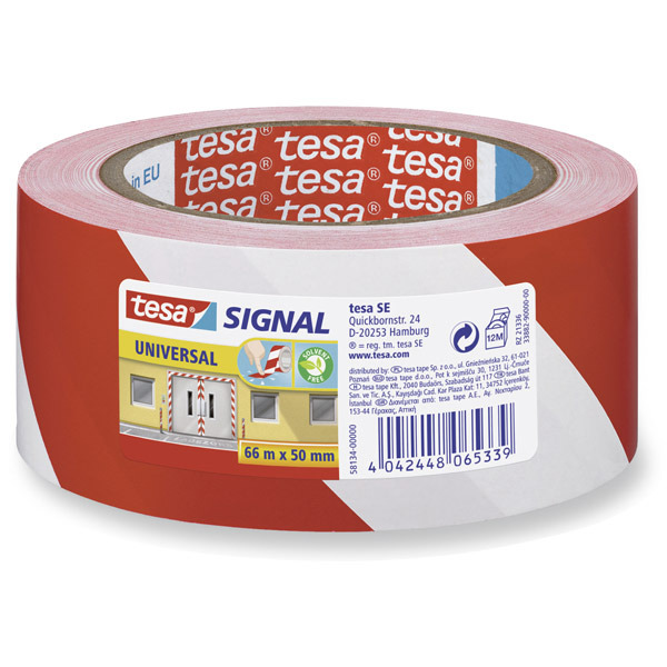 Tesa signal universele plakband 50mmx66m rood/wit