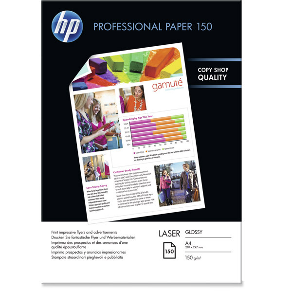HP CG965A PROFESSIONAL GLOSSY LASER PAPER A4 150G - PACK OF 150 SHEETS