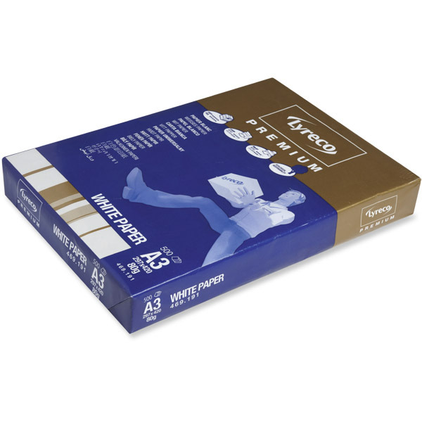 Lyreco Premium White A3 Paper 80Gsm - Box Of 3 Reams (1500 Sheets)