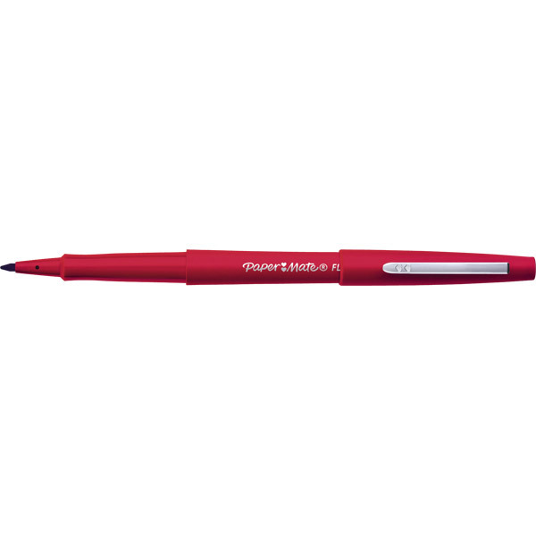 Paper Mate nylon fibre tip red pens 0,8 mm line width - box of 12