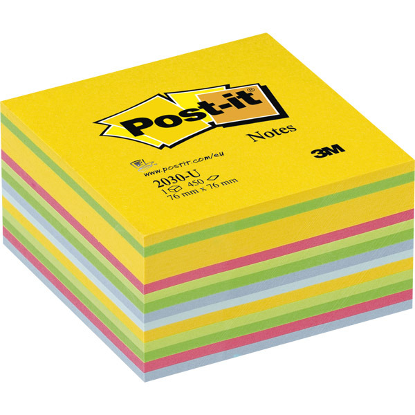 Bloc cube Post-it - 76 x 76 mm - assortis - 450 feuilles