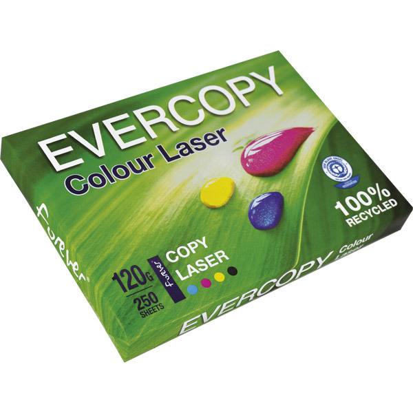 EVERCOPY COLOUR LASER RECYCLED PAPER WHITE  A4 120G - REAM OF 250 SHEETS