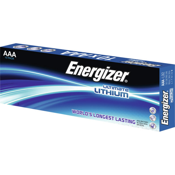 Energizer LR3/AAA Lithium batterijen voor MP3/4 spelers - pak van 10