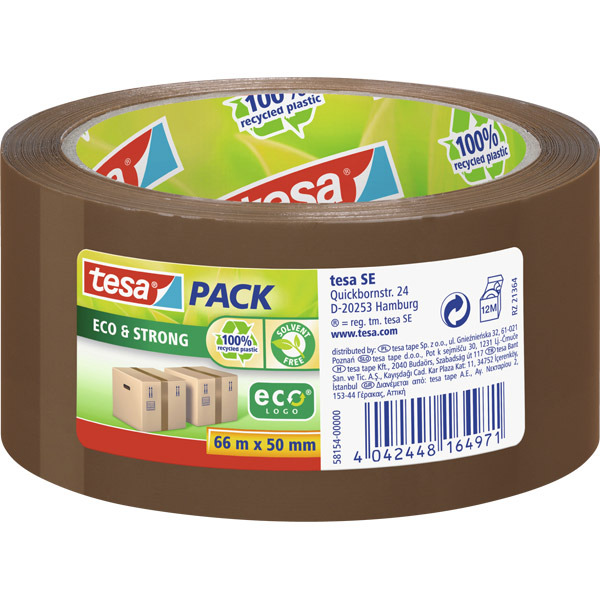 tesapack Eco & Strong Brown Packaging Tape, 66M x 50mm