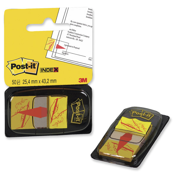 PK50 Post-it index Sign Here 25,4x43,2mm yellow