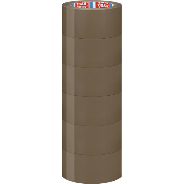 Cinta de embalar marrón TESA de PVC de 66 m x 50 mm