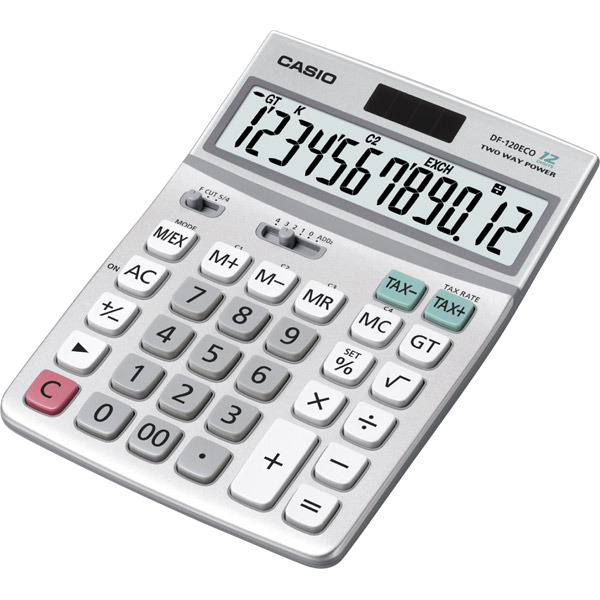 Calculatrice de bureau Casio DF-120ECO - 12 chiffres - métal/argent